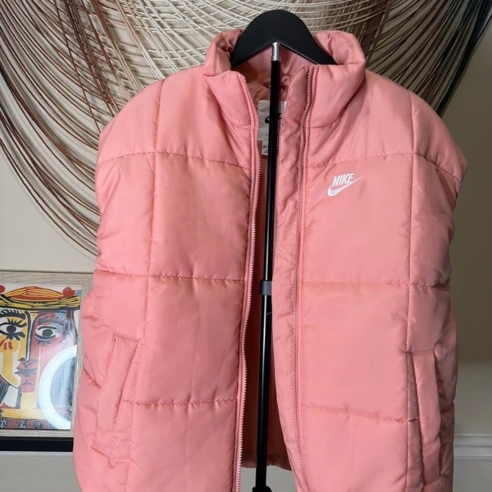 Nike Kids Coral Pink Puffer Jacket with Logo